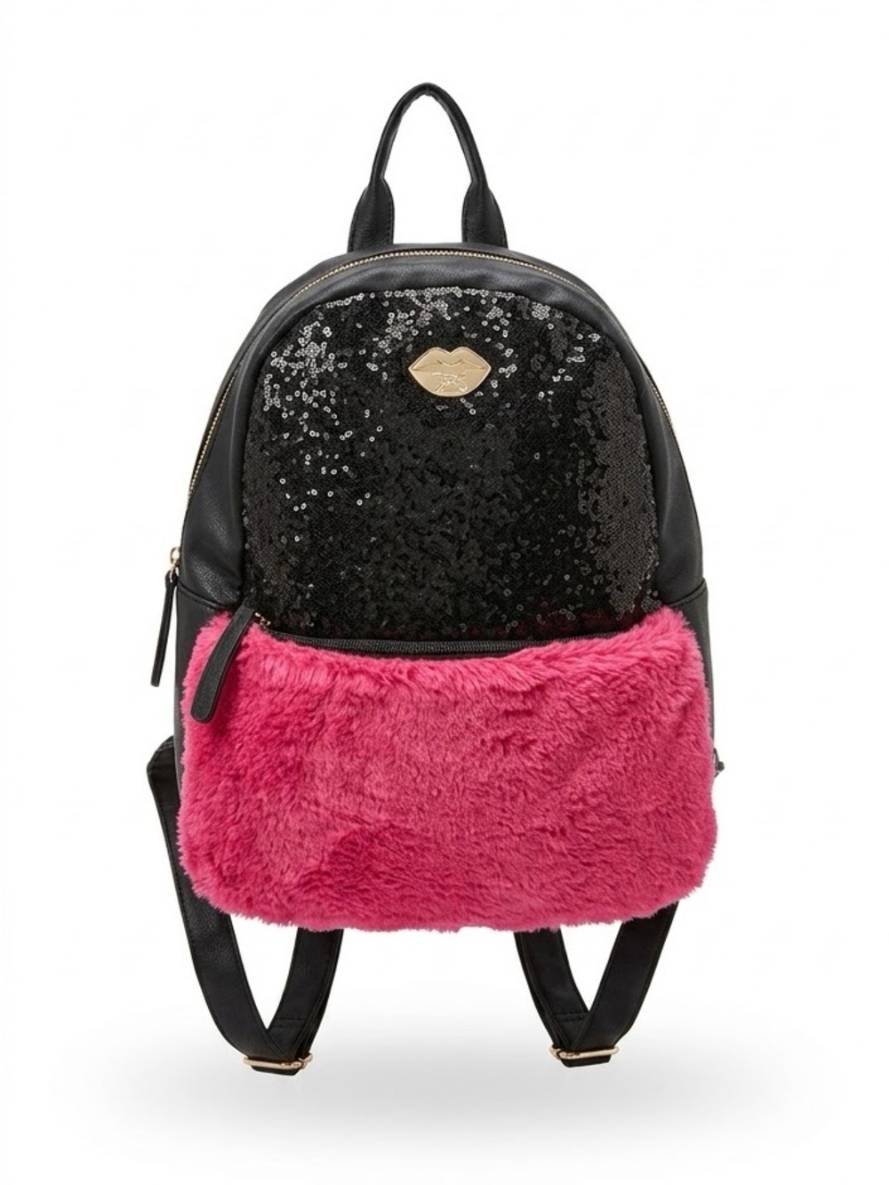 Betsey Johnson Sequin and fur backpack